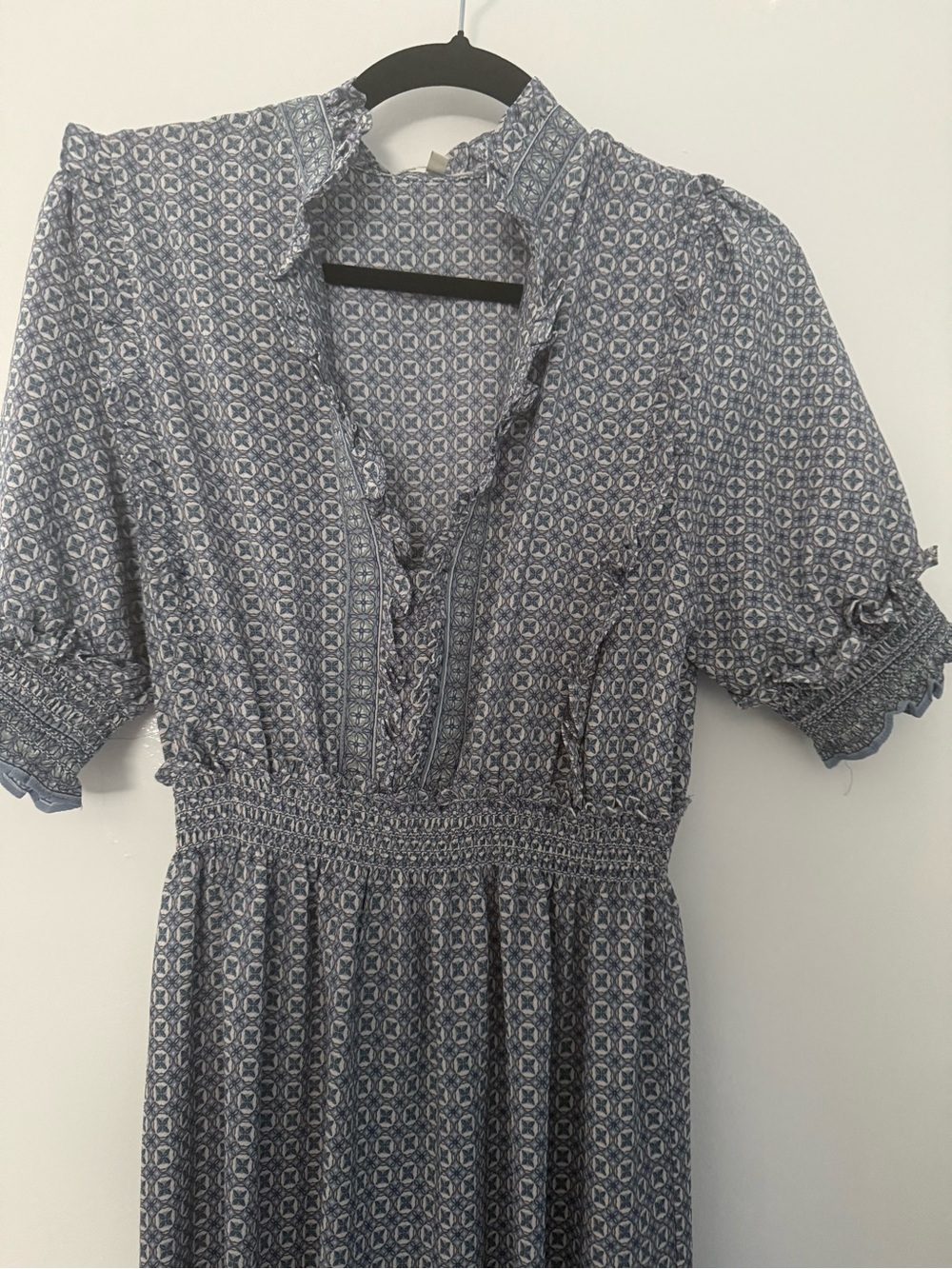 Max Studio Blue Patterned Smocked Waist Tiered Maxi Dress - Picture 2 of 2